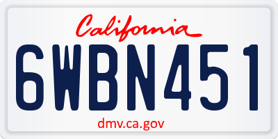 CA license plate 6WBN451