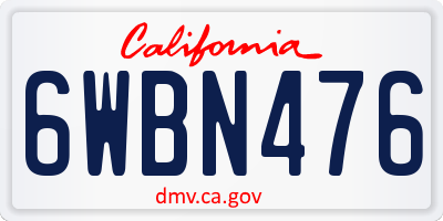 CA license plate 6WBN476
