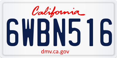 CA license plate 6WBN516