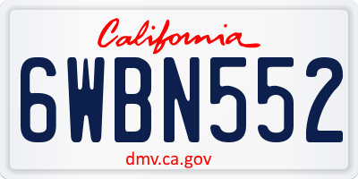 CA license plate 6WBN552