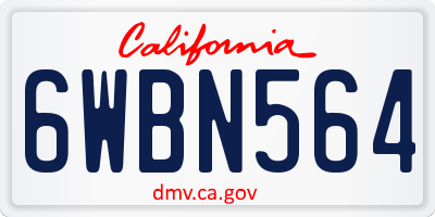 CA license plate 6WBN564