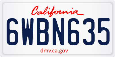 CA license plate 6WBN635
