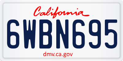 CA license plate 6WBN695