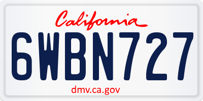 CA license plate 6WBN727