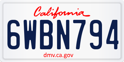 CA license plate 6WBN794