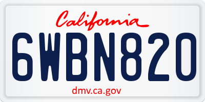 CA license plate 6WBN820