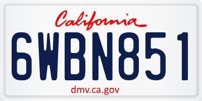 CA license plate 6WBN851