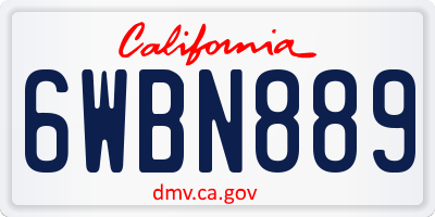 CA license plate 6WBN889