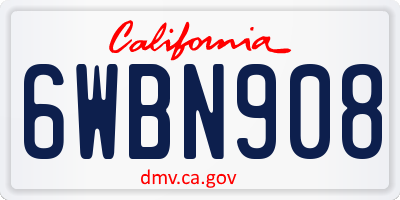 CA license plate 6WBN908