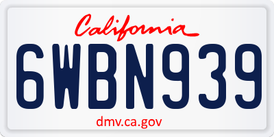CA license plate 6WBN939