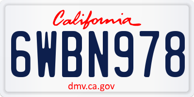 CA license plate 6WBN978