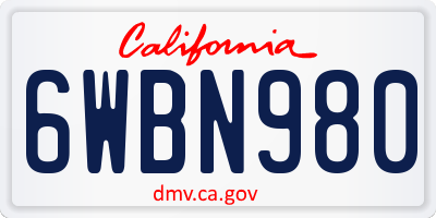 CA license plate 6WBN980
