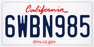 CA license plate 6WBN985