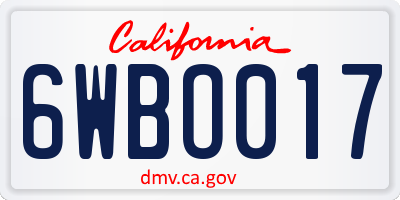 CA license plate 6WBO017