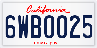 CA license plate 6WBO025