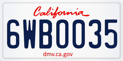 CA license plate 6WBO035