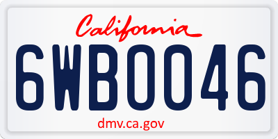 CA license plate 6WBO046