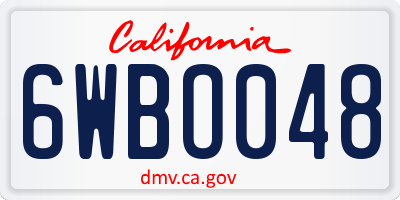 CA license plate 6WBO048