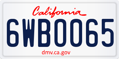 CA license plate 6WBO065