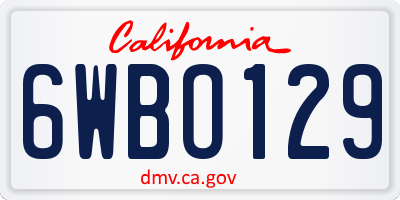 CA license plate 6WBO129