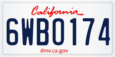 CA license plate 6WBO174