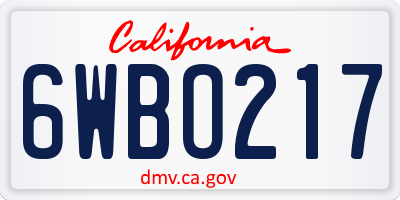 CA license plate 6WBO217