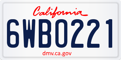 CA license plate 6WBO221