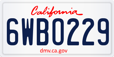 CA license plate 6WBO229