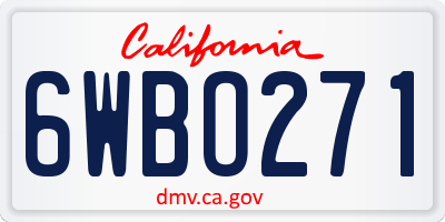 CA license plate 6WBO271