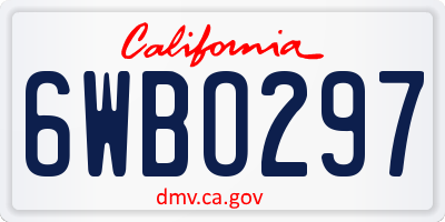 CA license plate 6WBO297