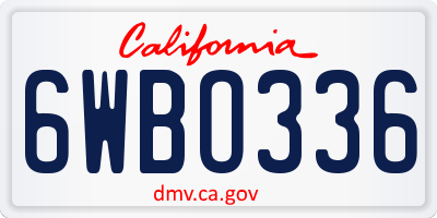 CA license plate 6WBO336