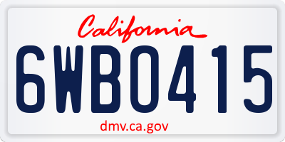 CA license plate 6WBO415