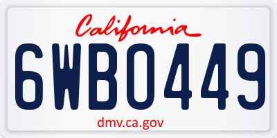 CA license plate 6WBO449