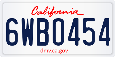 CA license plate 6WBO454
