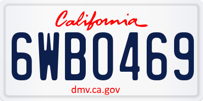 CA license plate 6WBO469