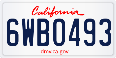 CA license plate 6WBO493