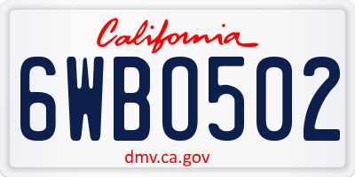 CA license plate 6WBO502