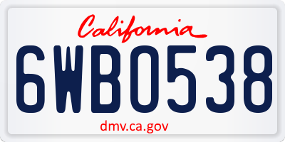 CA license plate 6WBO538