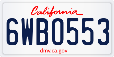 CA license plate 6WBO553