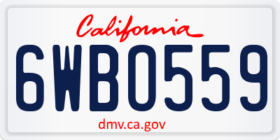 CA license plate 6WBO559