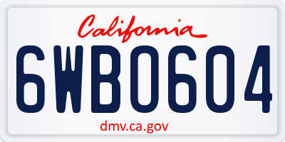 CA license plate 6WBO604