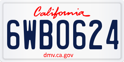 CA license plate 6WBO624