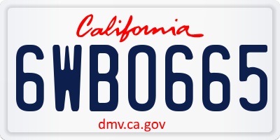 CA license plate 6WBO665
