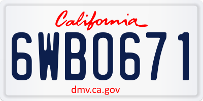 CA license plate 6WBO671