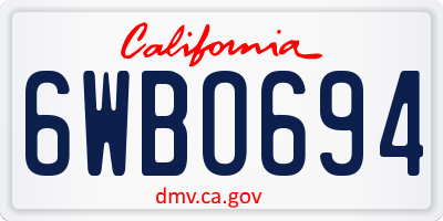 CA license plate 6WBO694