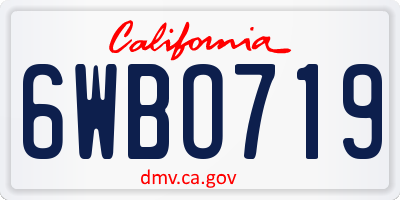 CA license plate 6WBO719