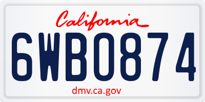 CA license plate 6WBO874