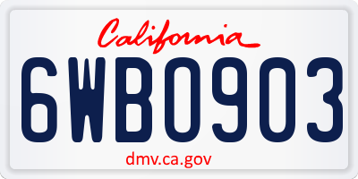 CA license plate 6WBO903