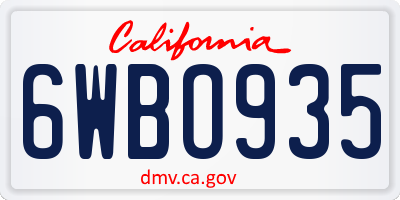 CA license plate 6WBO935