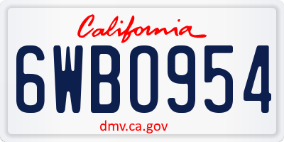 CA license plate 6WBO954